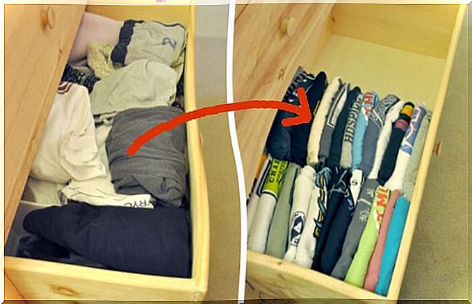 Clothes can be arranged in a way that takes up less space.