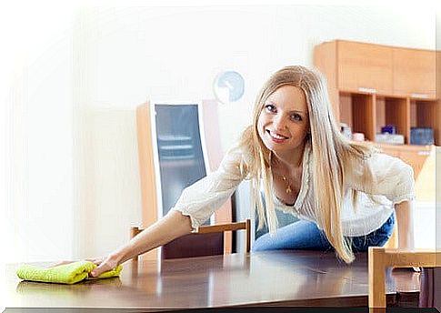 woman cleaning