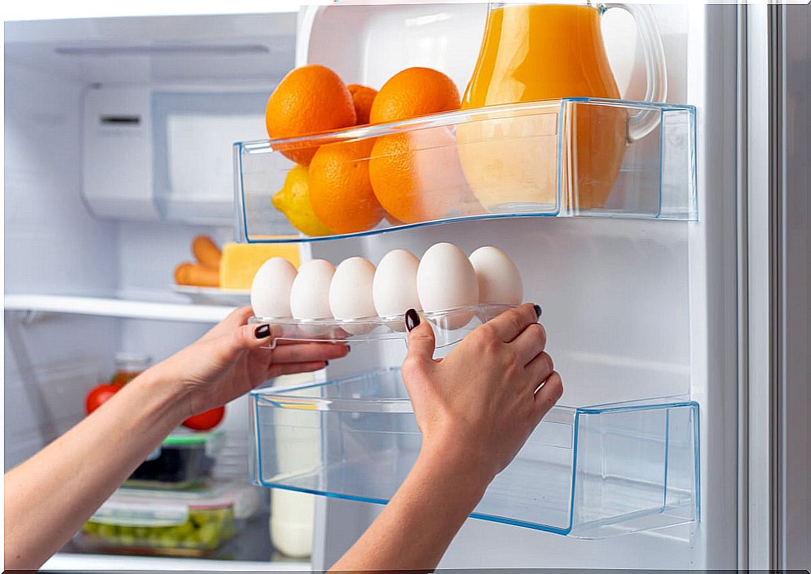 Eggs in the fridge.