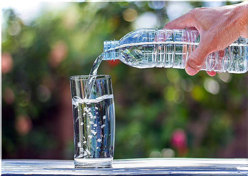 Bottled mineral water.