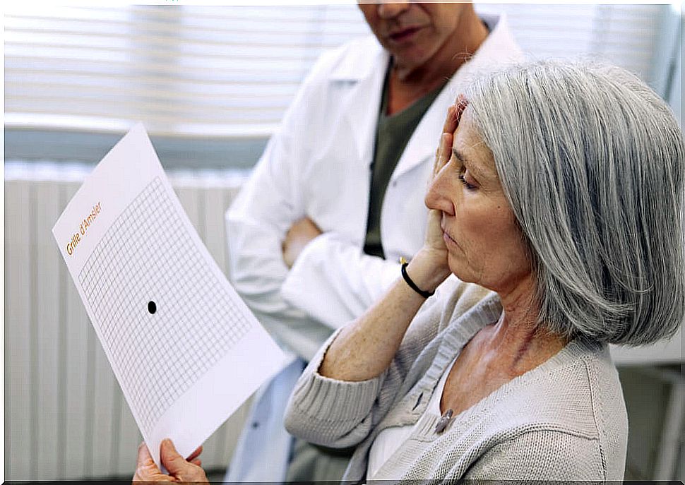 Woman at the ophthalmologist's office.