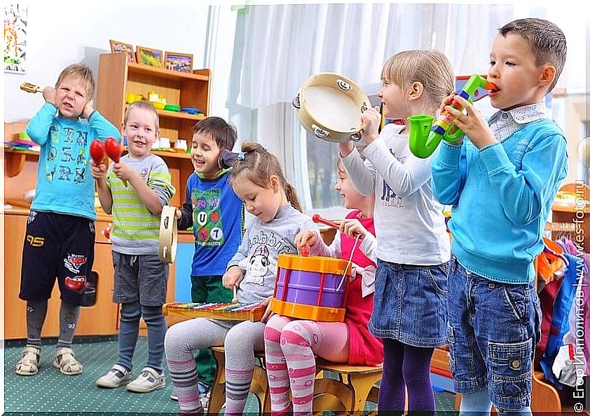 Creative children with instruments