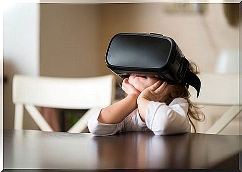 Girl with virtual reality