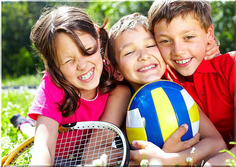 Children in a sports team